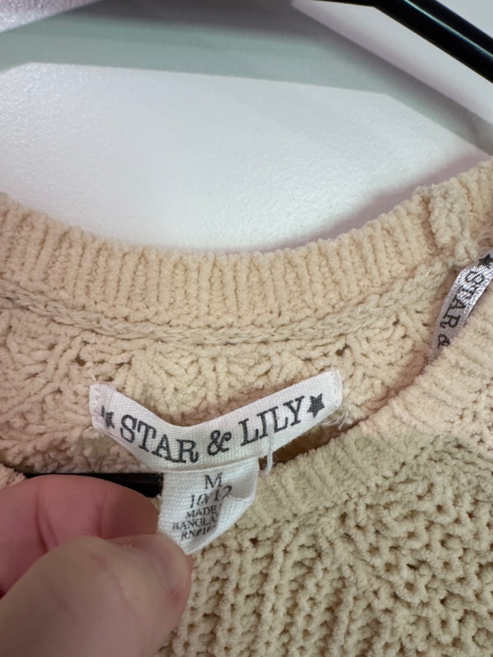 Open-Stitch Cream Knit Crewneck Sweater for Kids / AA12 - Picture 2 of 2